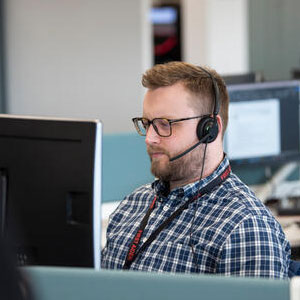Engie customer service man with headset on