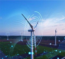 Windmill with blue circles around it