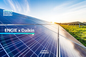 Engie X Daikin text on top of a solar panel