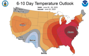 June 2025 temperature outlook 6-10 days