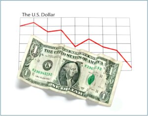 U.S. Dollar with downward trend and one dollar
