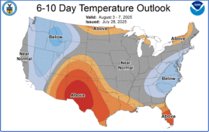July 2025 temperature outlook 6-10 days